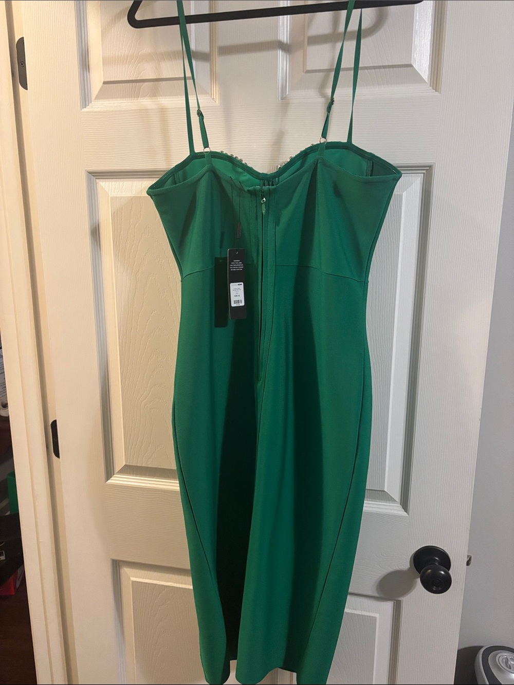 Fashion Nova Green Bustier Midi Dress with Rhinestone Trim - Picture 4 of 4